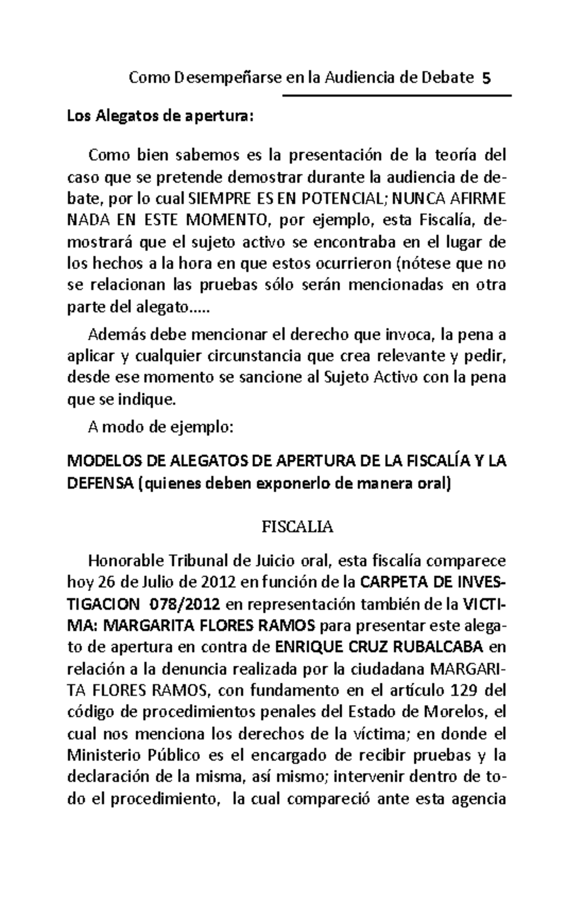 Alegatos De Apertura Realizados En Vase A Caso En Donde - Teoría Del ...