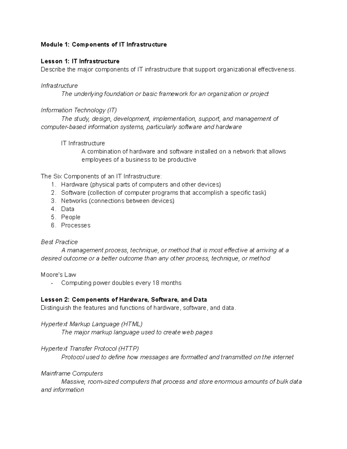 D075 IT Management Essentials - Module 1: Components Of IT ...