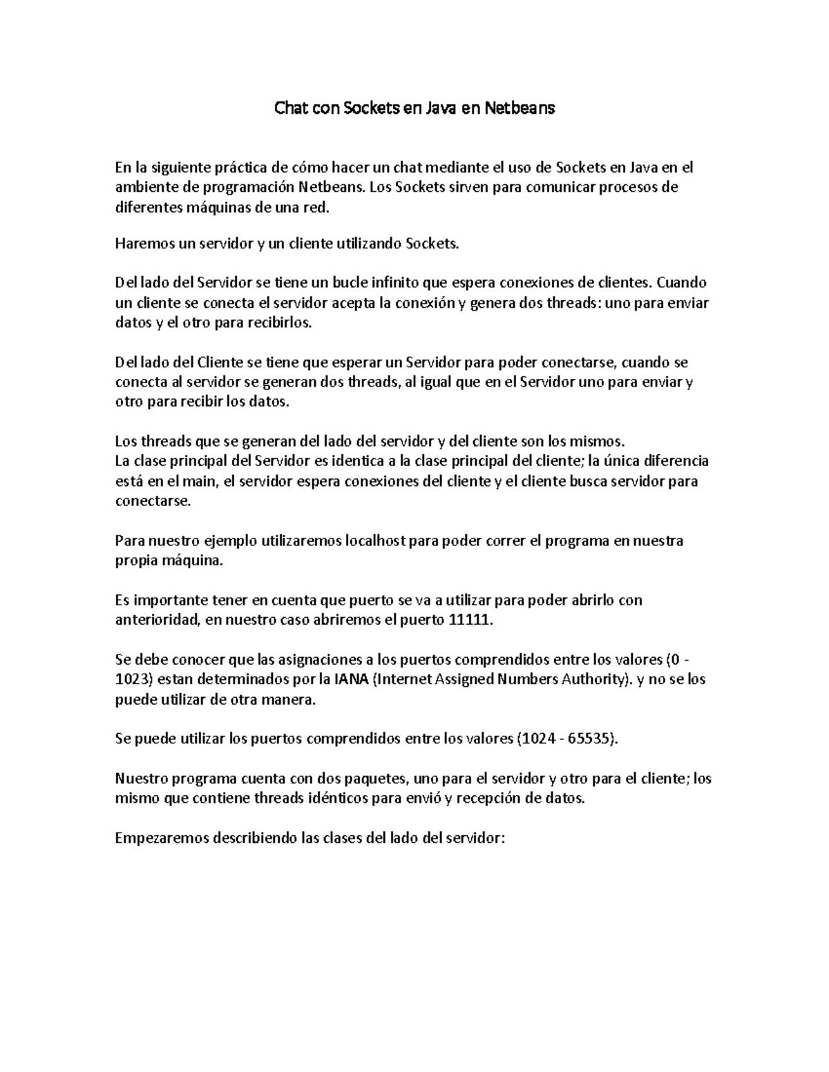 Practica Sockets Chat con Sockets en Java en Netbeans En la siguiente