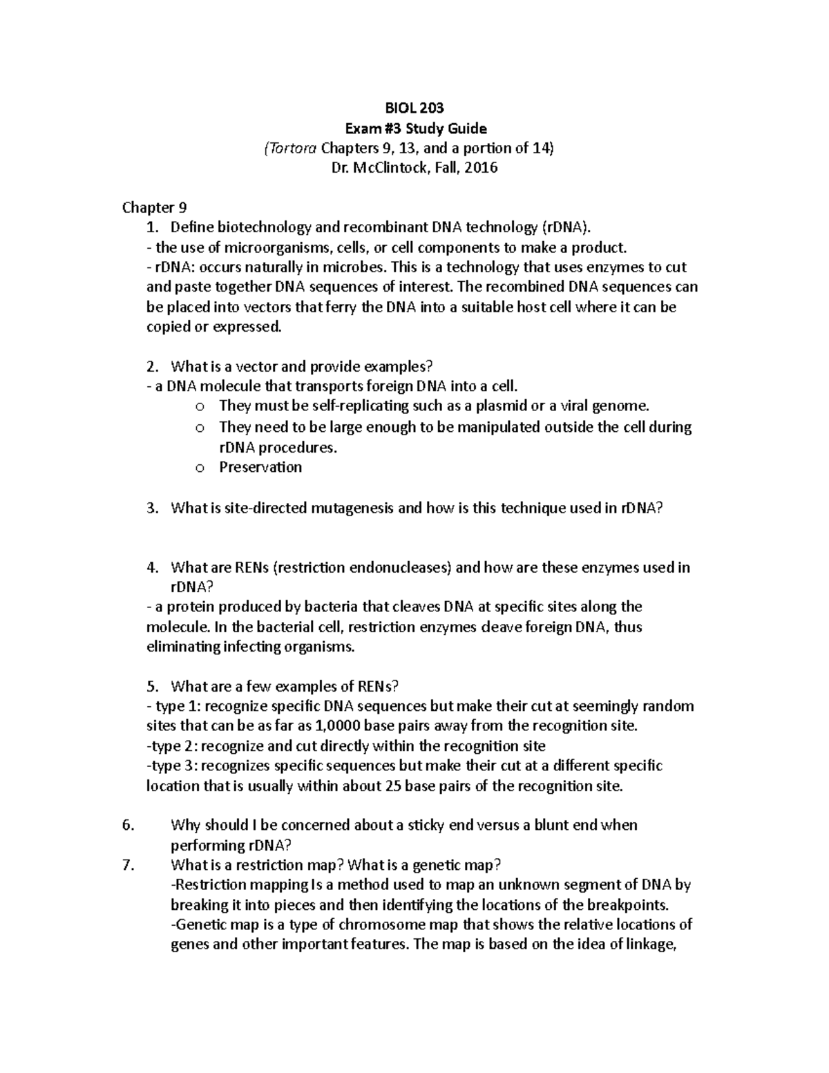 Microbiology Study guide 3 - BIOL 203 Exam #3 Study Guide (Tortora ...