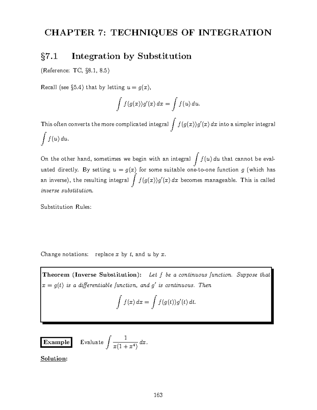 MA1102R 09chap7 - Calculus - CHAPTER 7: TECHNIQUES OF INTEGRATION §7 ...