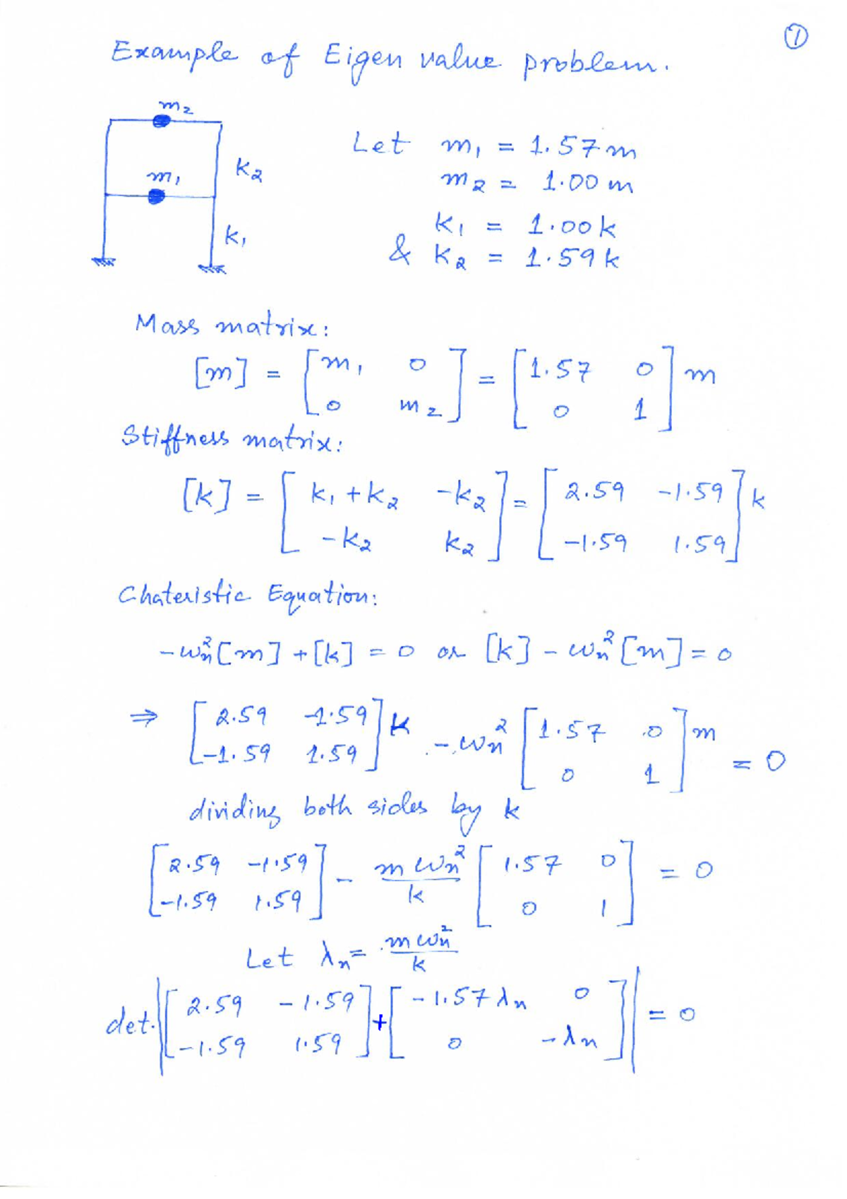 Example MDOF Eigenvalue Problem - Civil Engineering Material - Studocu