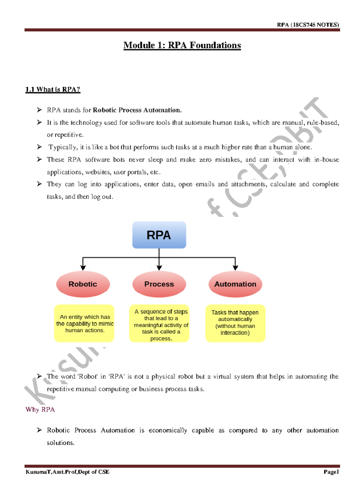 RPA Notes- complete- Dbiit-TIE - Module 1: RPA Foundations 1 What is ...