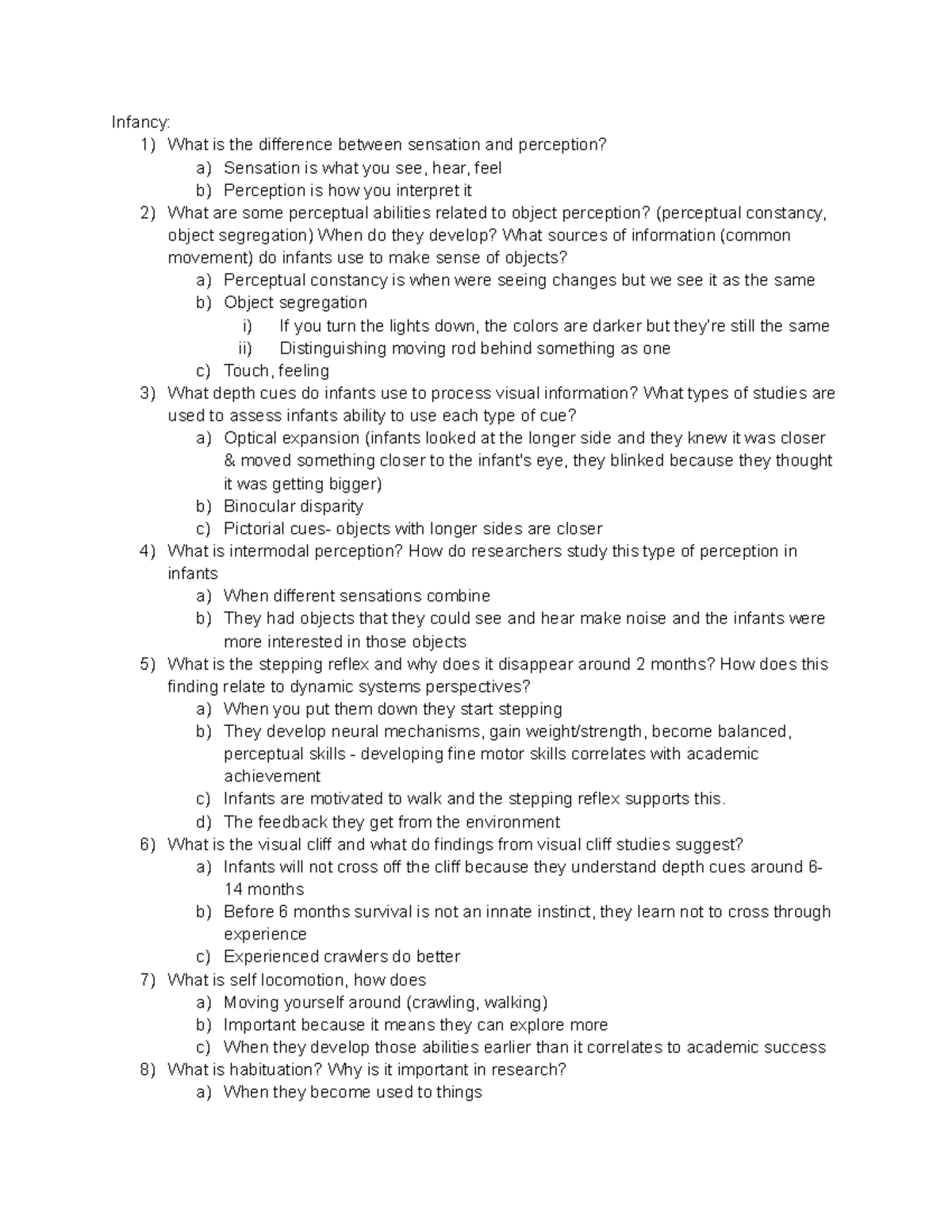 PSYS150 Exam 2 Review - Infancy: 1) What Is The Difference Between ...