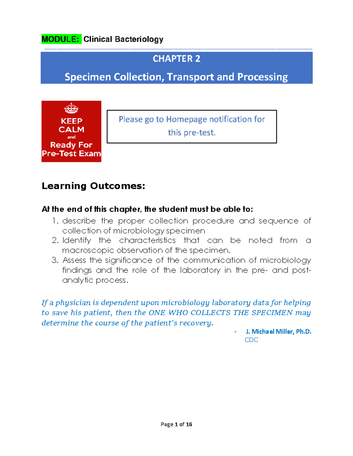Chapter 2 Specimen Collection and Processing CHAPTER 2 Specimen