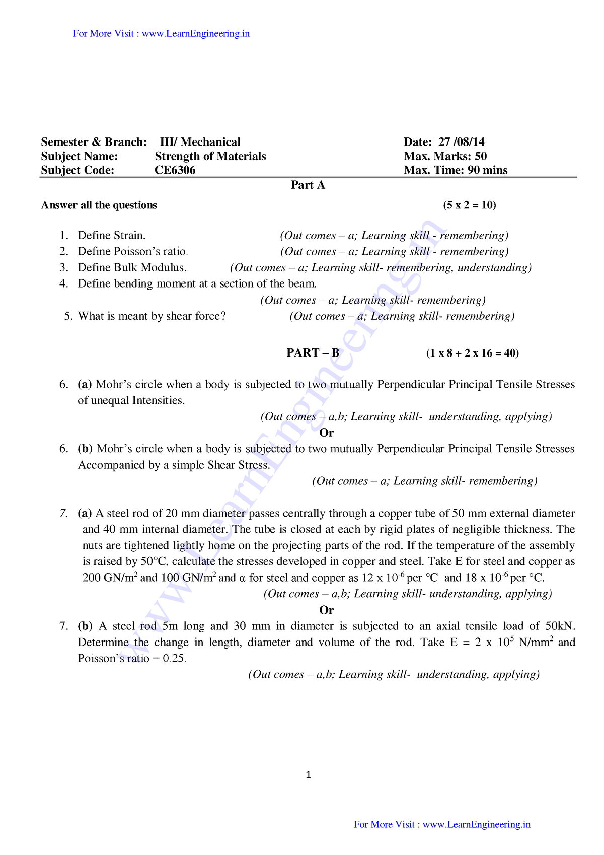 CE8395 Strength Of Materials For Mechanical Engineers 02- By Learn ...