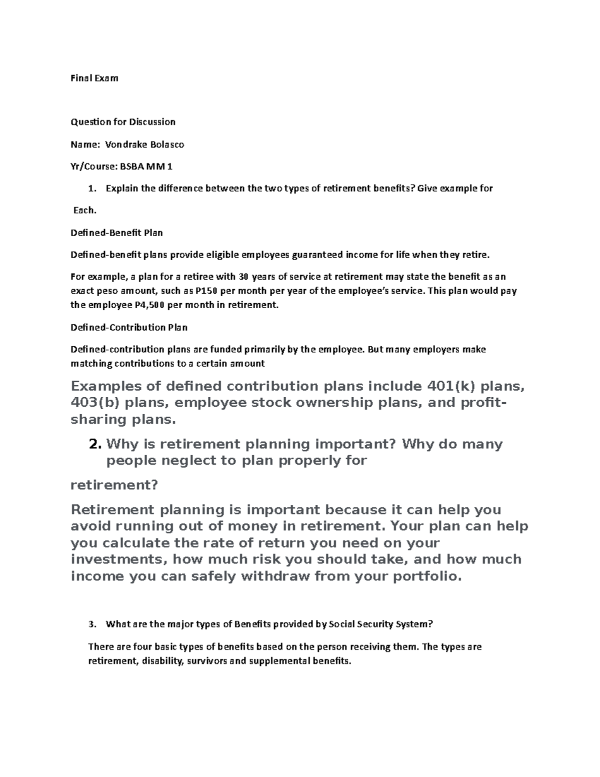 Document (10)bsadf sad - Final Exam Question for Discussion Name ...