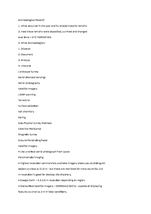 ALGY 101 Notes Week 1-5 - Principles of Archaeology Notes Week 1 ...