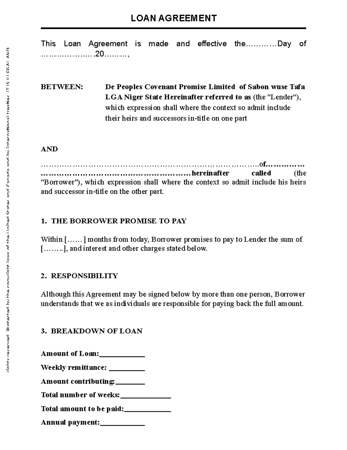 AN Agreement FOR THE SALE OF LANDED PROPERTY - LOAN AGREEMENT This Loan ...