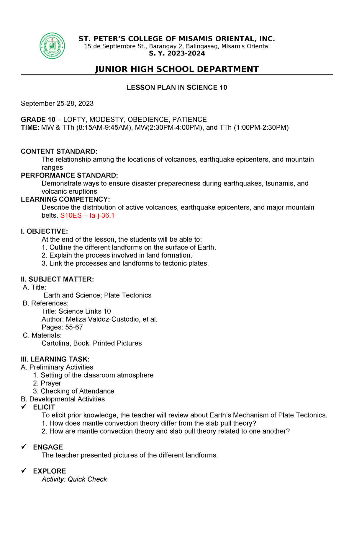 Science 10 WEEK 7 - ST. PETER’S COLLEGE OF MISAMIS ORIENTAL, INC. 15 de ...