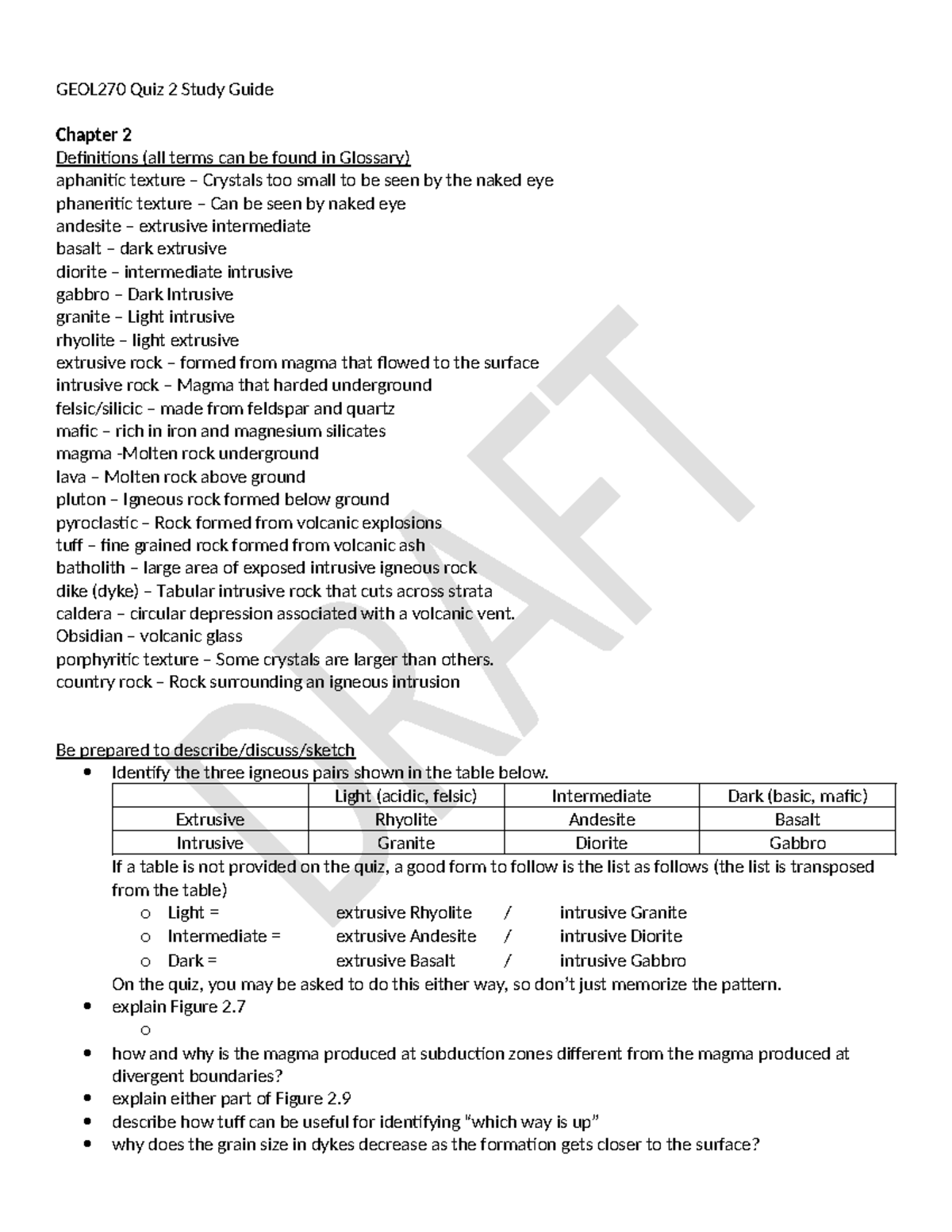 Qz2 Study Guide - GEOL270 Quiz 2 Study Guide Chapter 2 Definitions (all ...