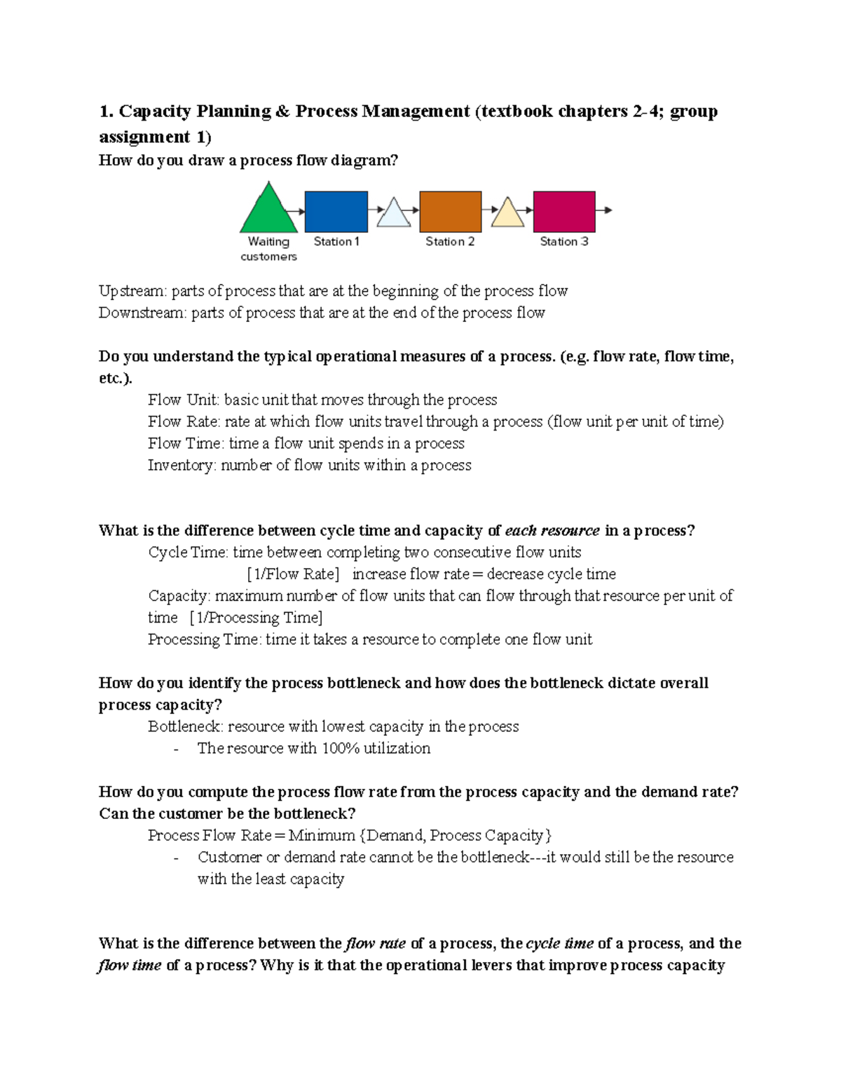 Chapter Study Guide (2, 3, 4, and 16) - 1. Capacity Planning Process ...