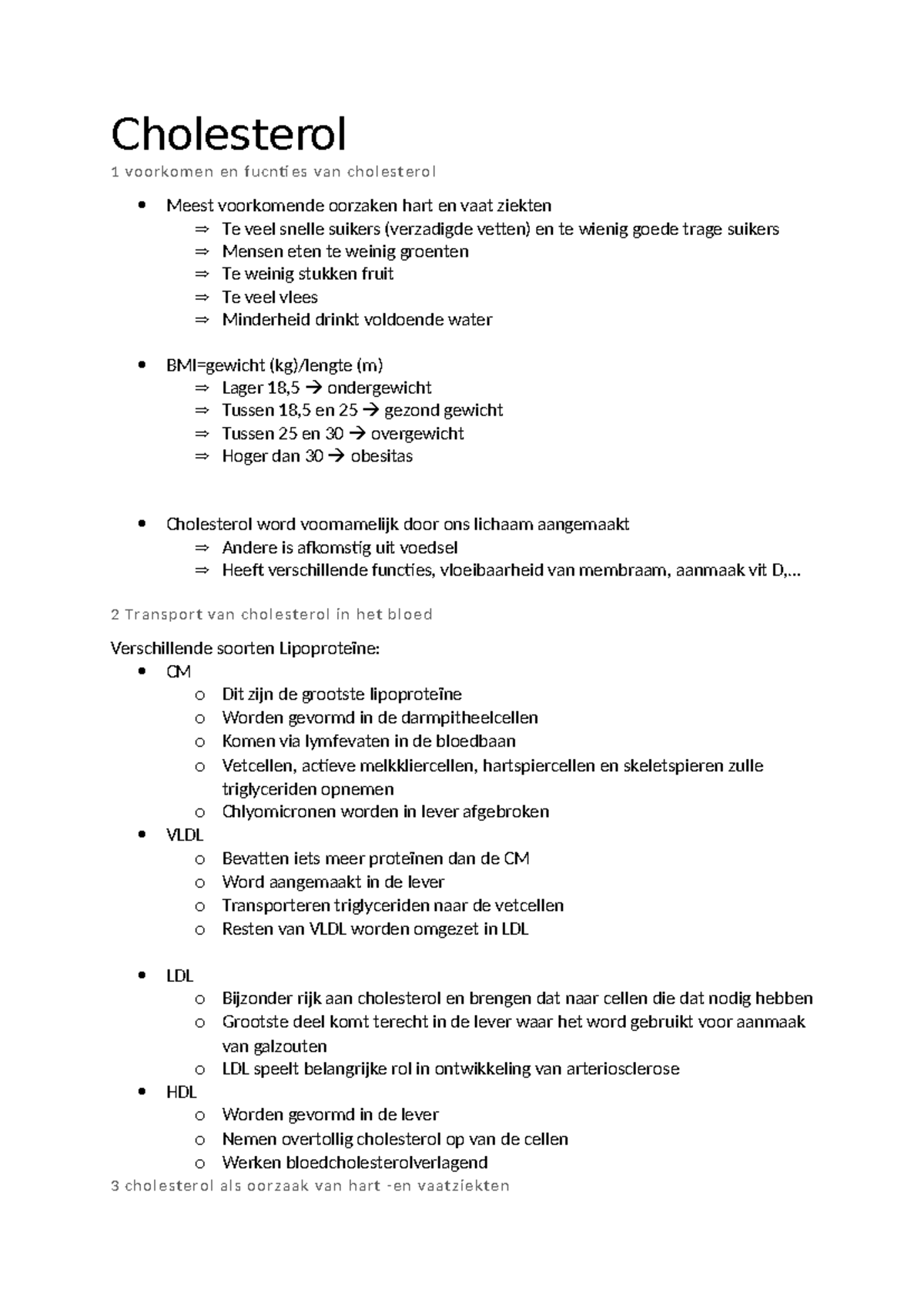 Cholesterol - .. 2 Transport van cholesterol in het bloed Verschillende ...