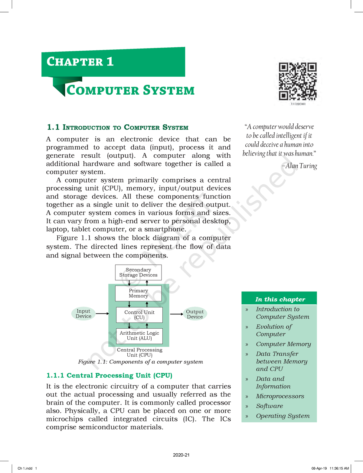 Kecs101 - COMPUTER SCIENCE XI CHAPTER 1 - 1 IntroductIon To Computer ...