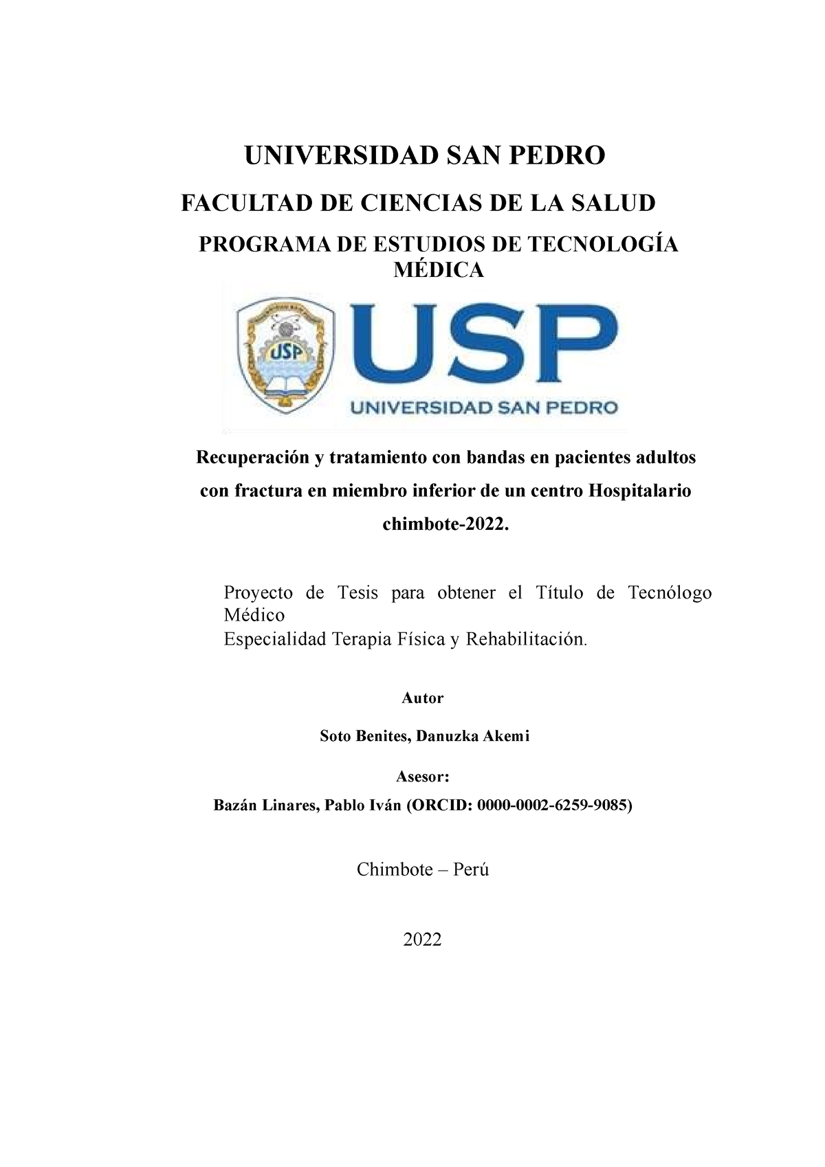 Practica Personal - UNIVERSIDAD SAN PEDRO FACULTAD DE CIENCIAS DE LA ...