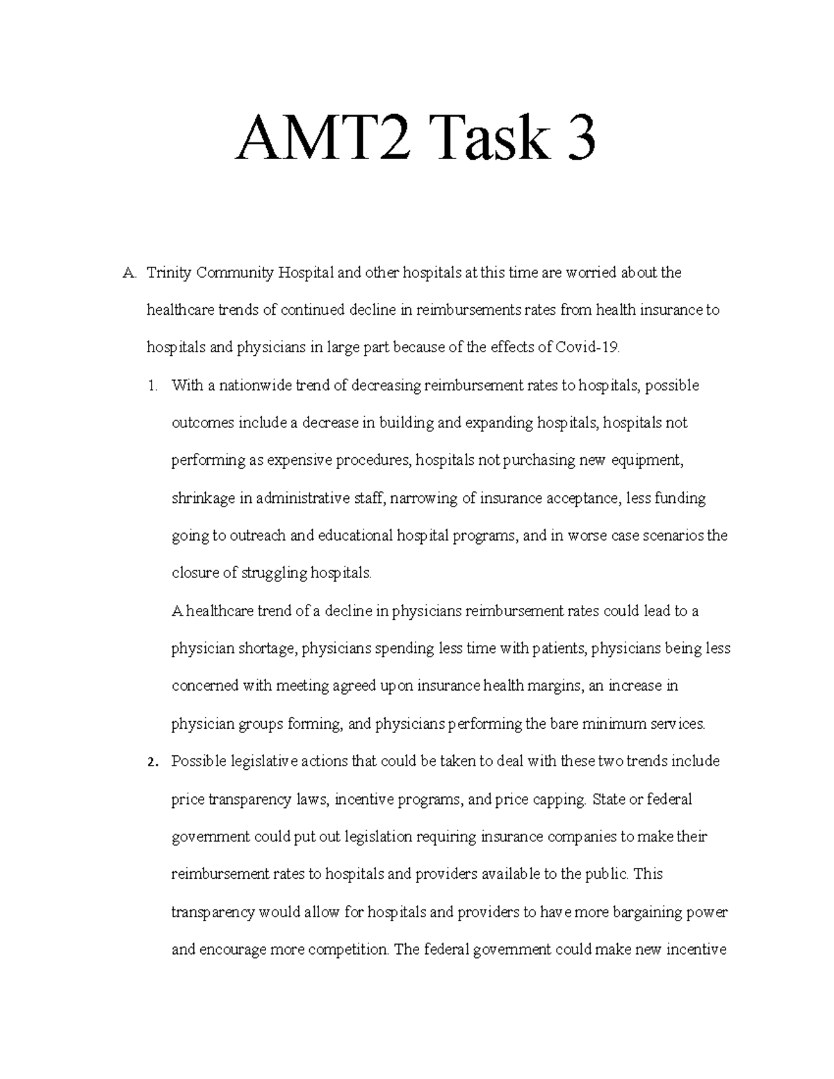 AMT2 Task 3 - Task 3 Example - AMT2 Task 3 A. Trinity Community ...