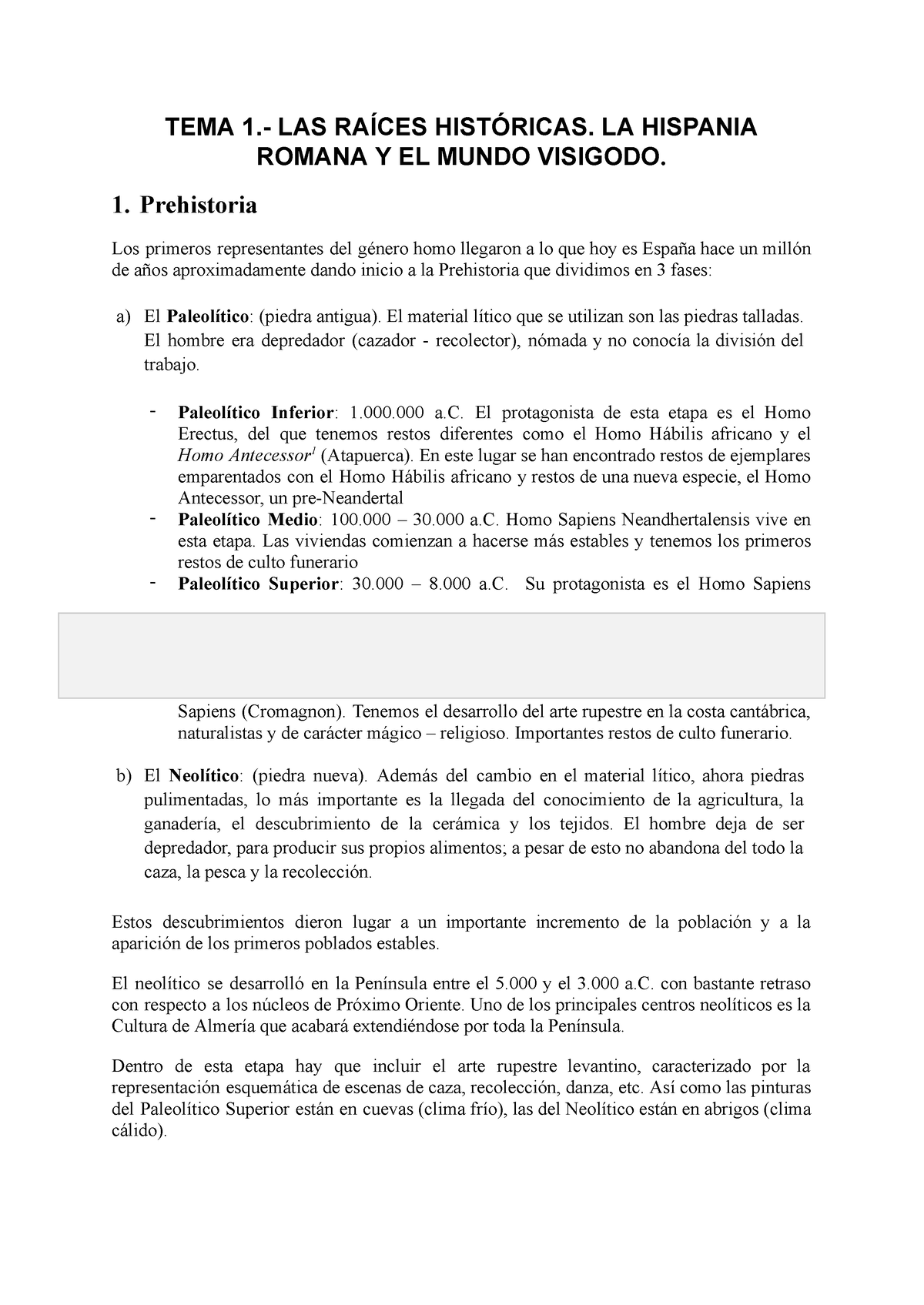 Historia La Hispania Romana - TEMA 1.- LAS RAÍCES HISTÓRICAS. LA ...