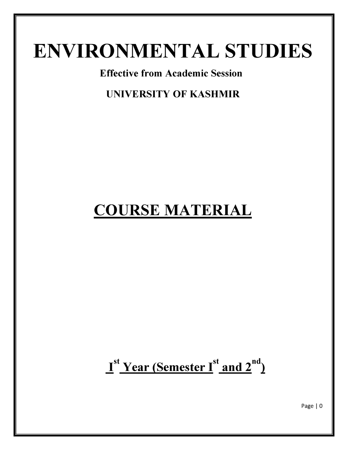 Environmental Studies-EVS 1st Year Unit 1 - ENVIRONMENTAL STUDIES ...