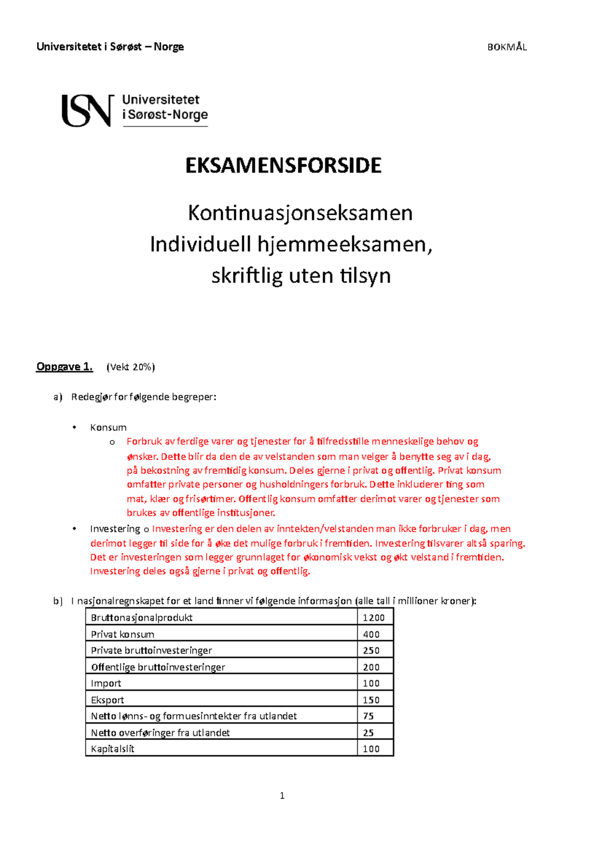 2020 Kont L├©sningsforslag - EKSAMENSFORSIDE Kontinuasjonseksamen ...