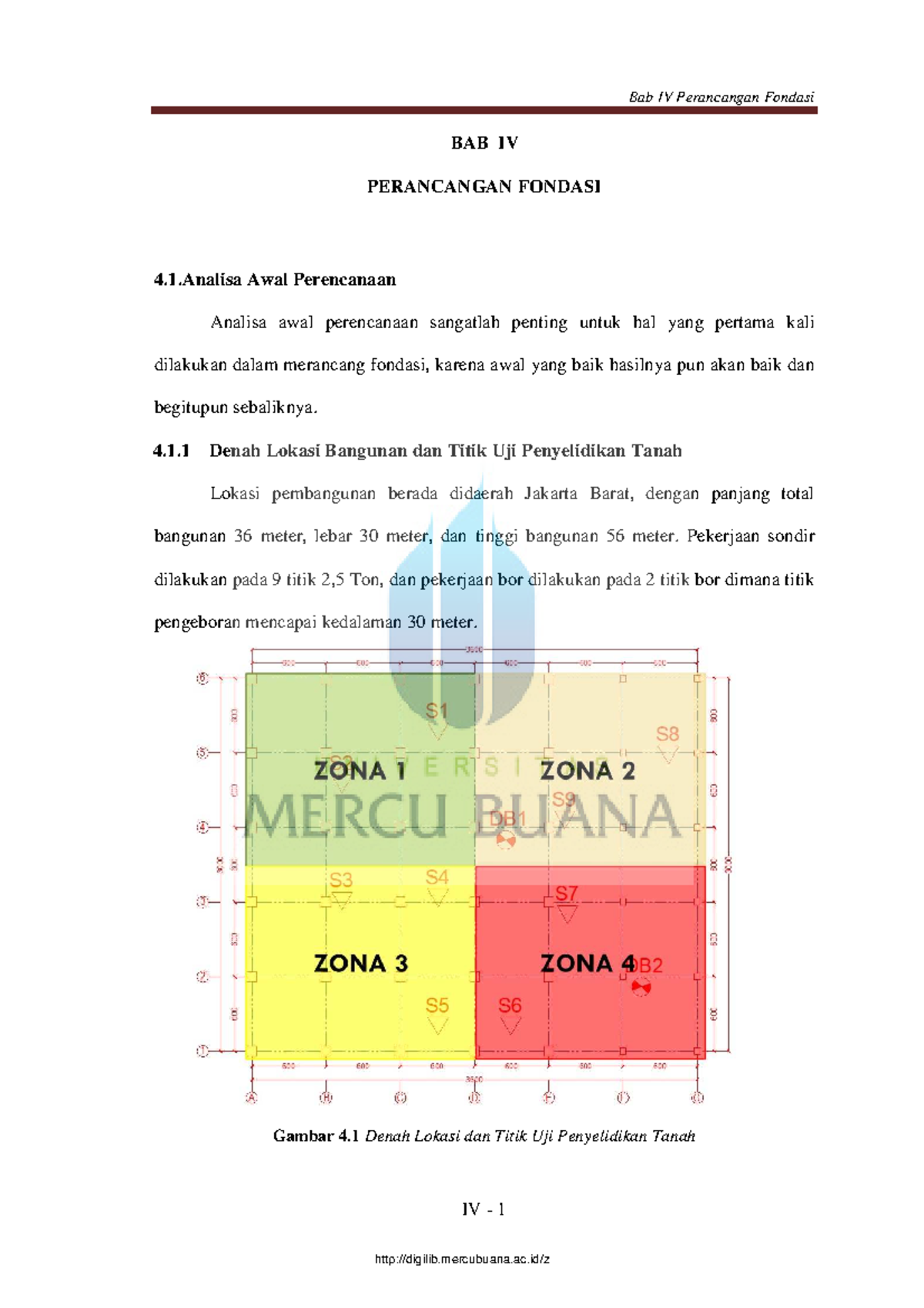 4. Perancangan Fondasi - IV - 1 BAB IV PERANCANGAN FONDASI 4.1 Awal ...