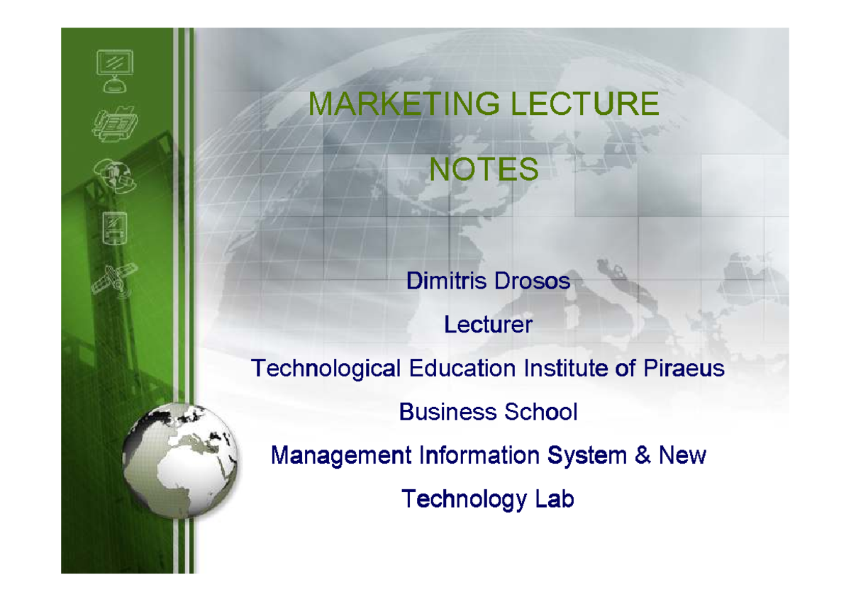 Paper 12 19309 1049 - notes for marketing - MARKETING LECTURE NOTES ...