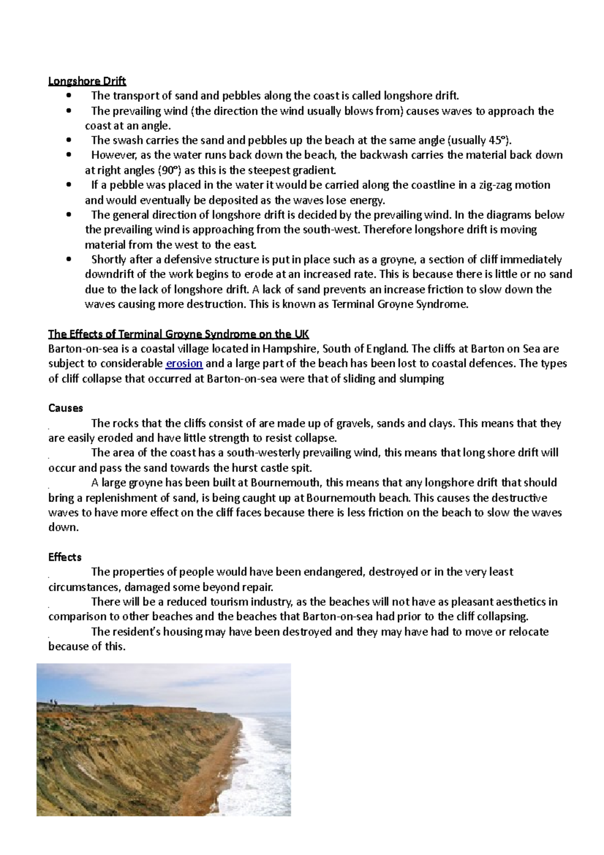 Longshore Drift - Lecture notes - Longshore Drif The transport of sand ...
