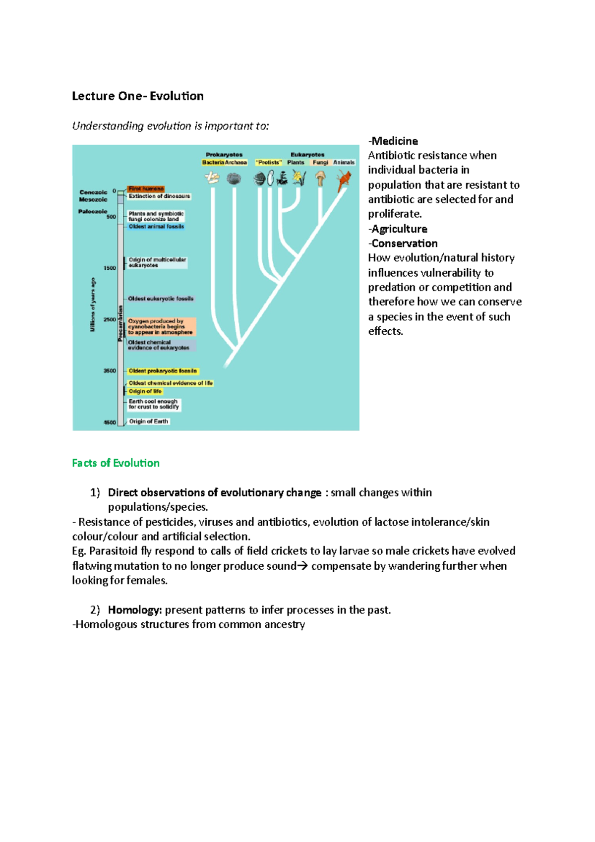 BIOL112 - Lecture notes (ALL) 2018 - Lecture One- Evolution ...
