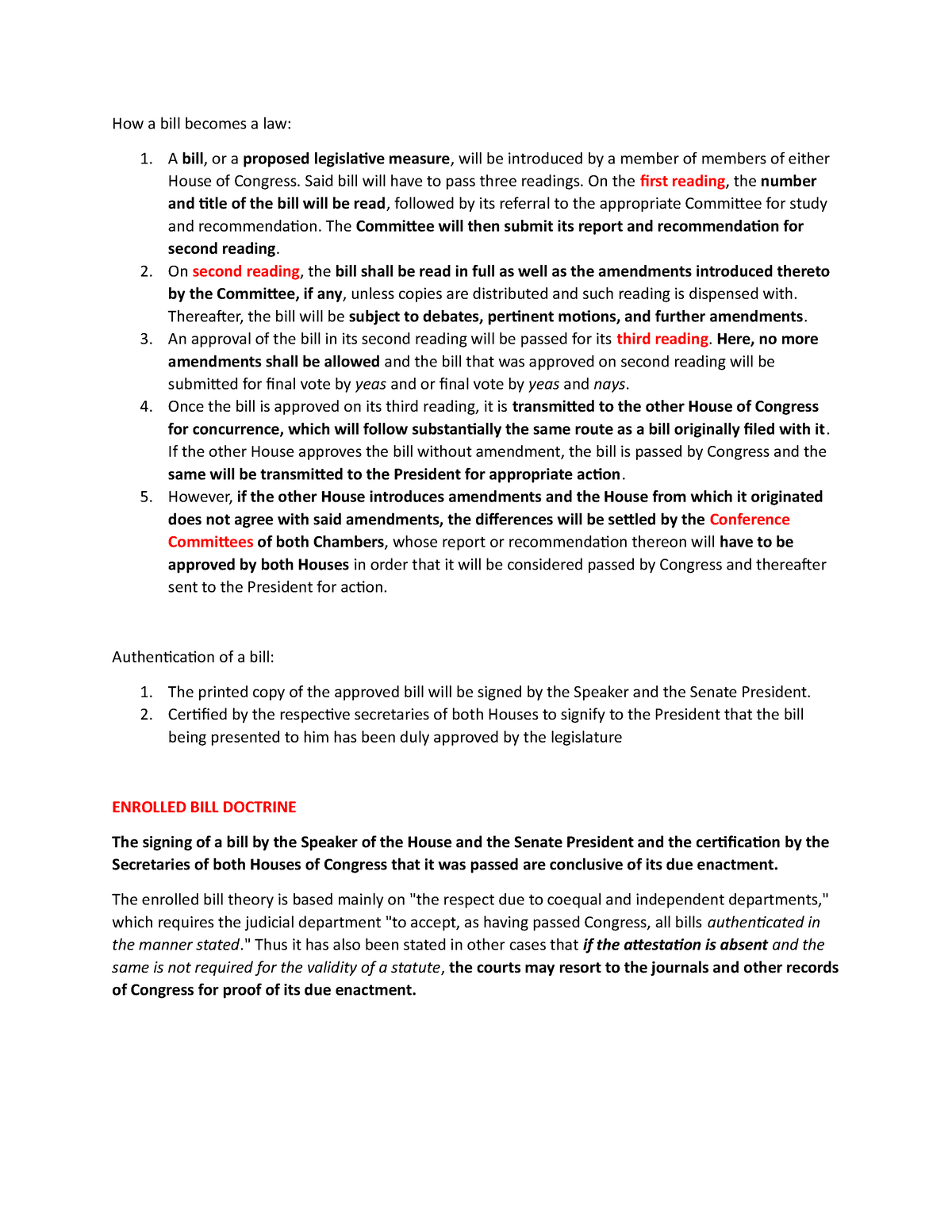 HOW A BILL Becomes A LAW - Statutory Construction Notes - How A Bill ...