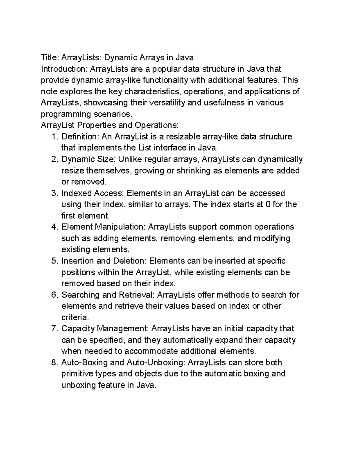 Array Lists - 01:198:112 - Studocu