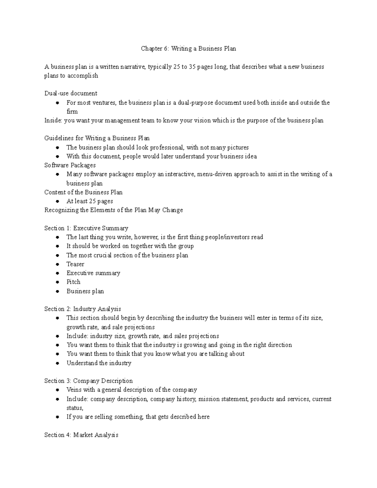 chapter 6 business plan example