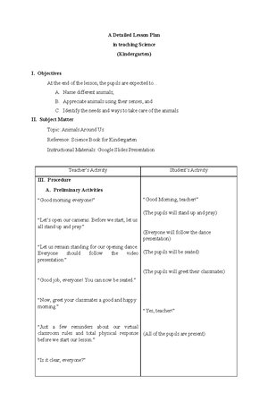 Detailed Lesson Plan MATH - Kindergarten (Subtraction) - A Detailed ...