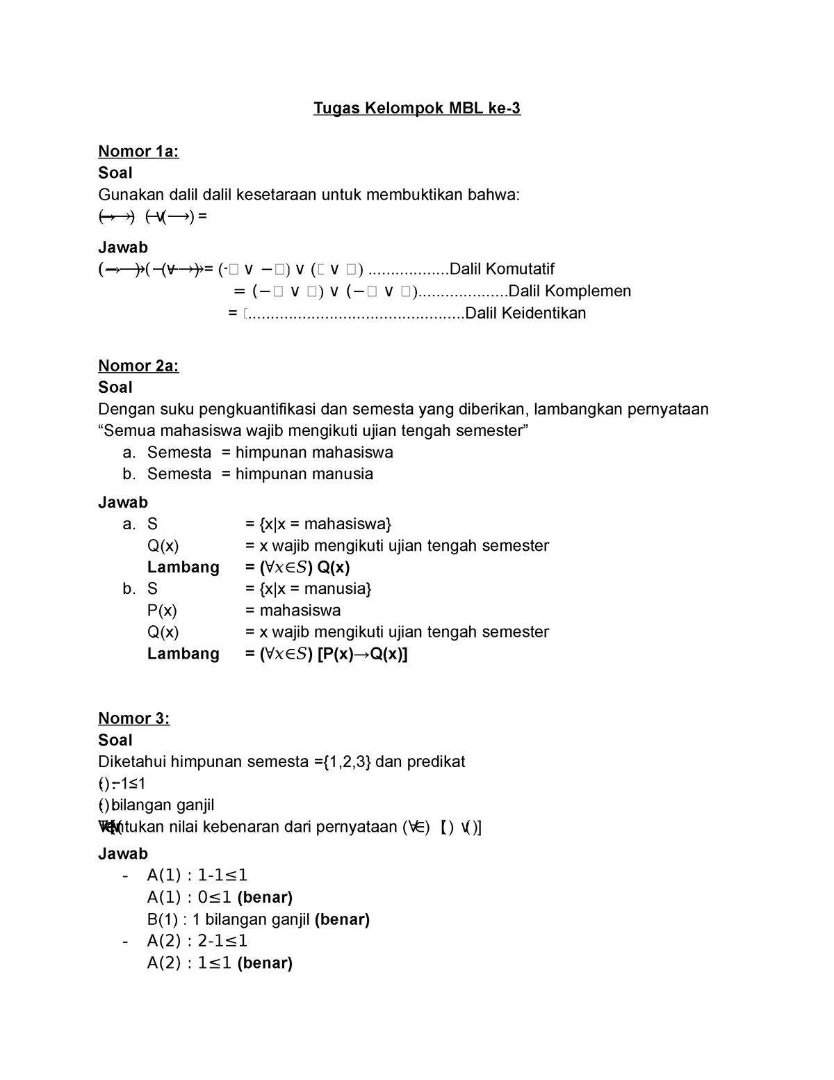 Tugas Ke-3 Matematika Dan Berpikir Logis - Tugas Kelompok MBL Ke- Nomor ...