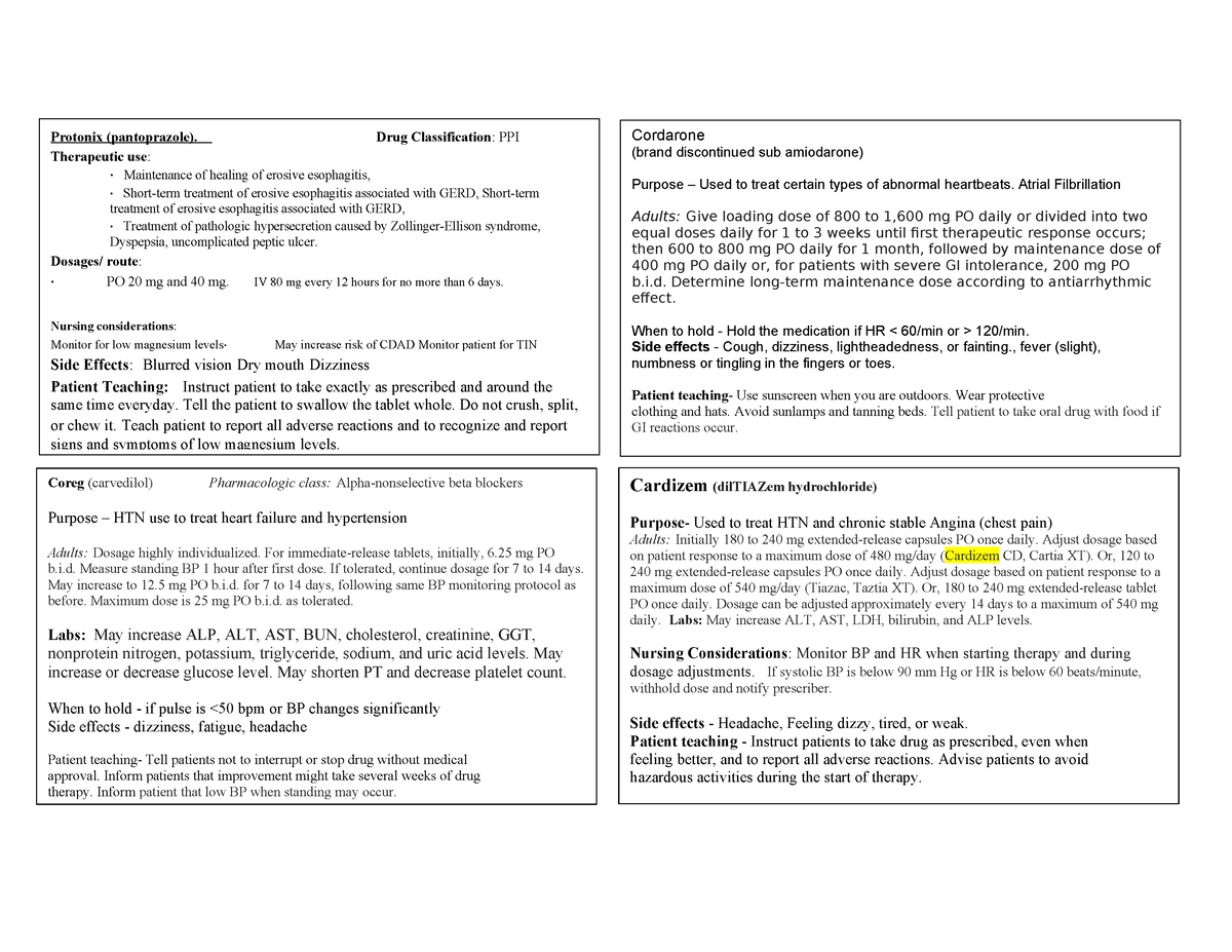 Index Cards - Coreg (carvedilol) Pharmacologic Class: Alpha ...