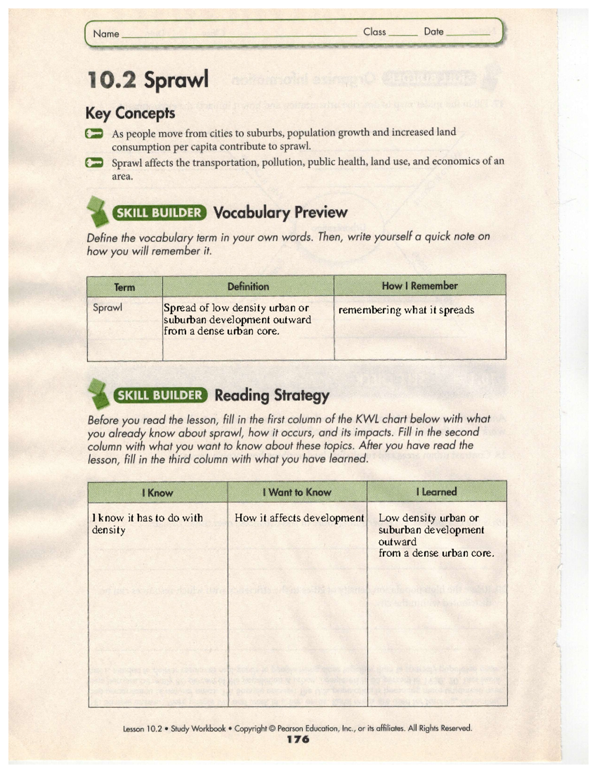 CHapter 10-2 workbook sprawl - Spread of low density urban or suburban ...