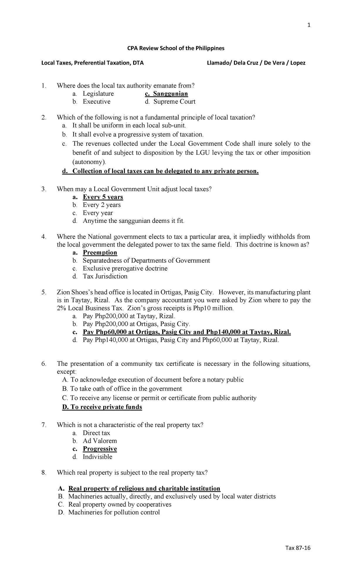 Tax87-16-local-preferential-with-answers-pdf compress - CPA Review ...