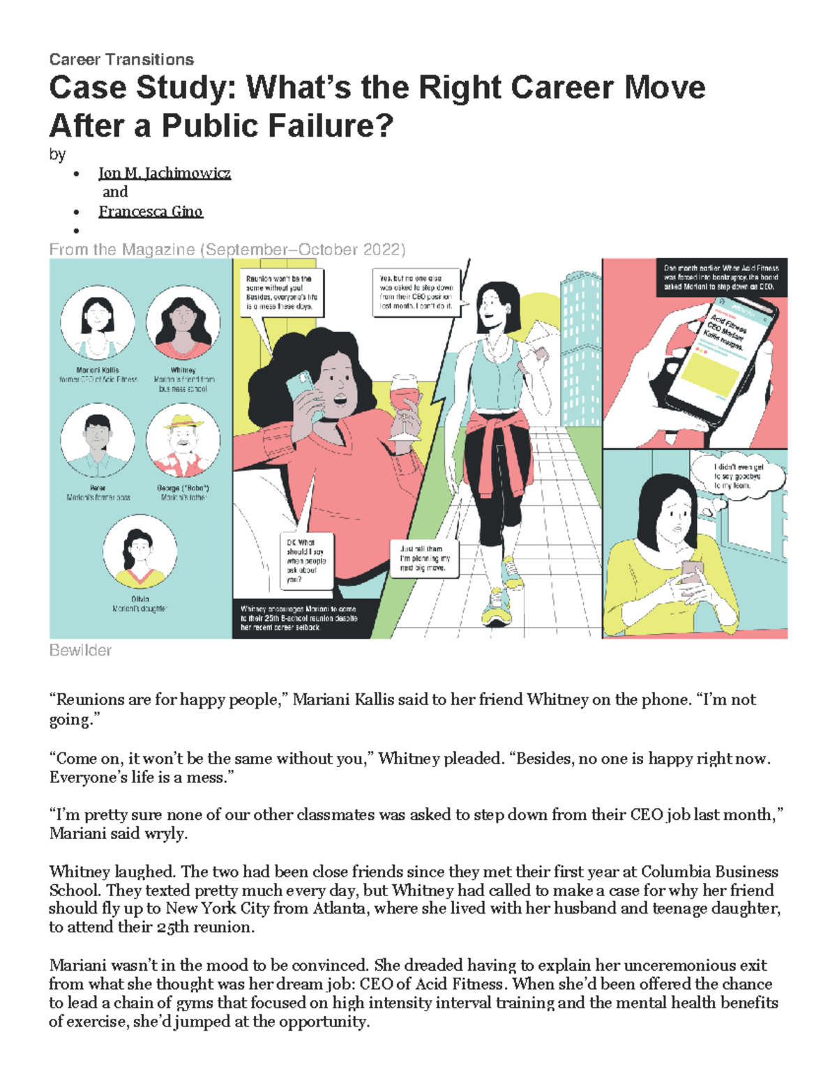 Hbr case HBR CASE Career Transitions Case Study What’s the Right