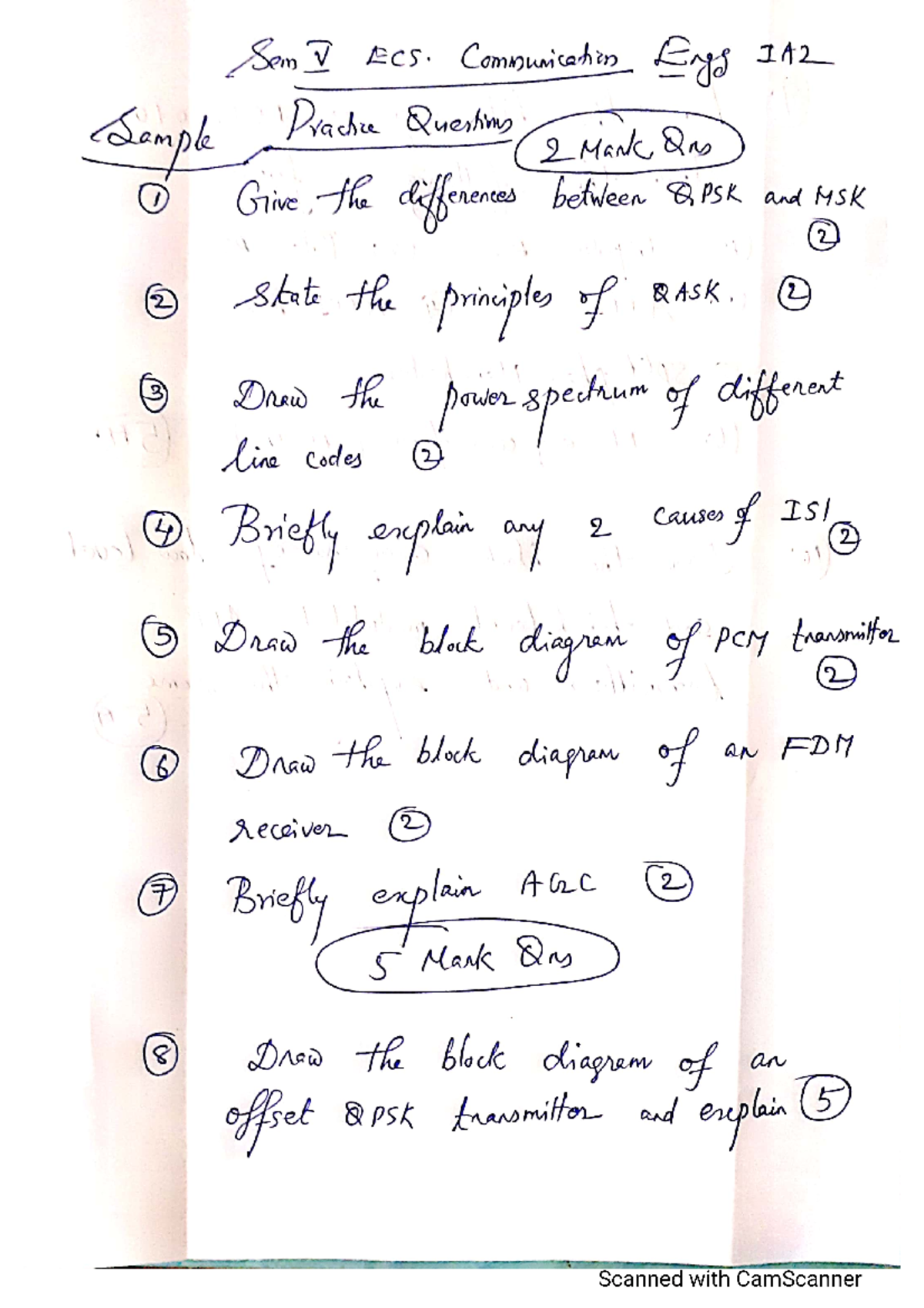 IA2 Sample Practice Questions - Electronics and telecommunication - Studocu