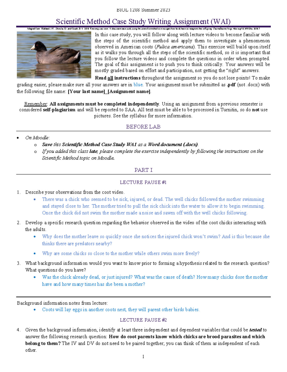 Shelby Day Scientific Method Case Study WAI - Scientific Method Case ...