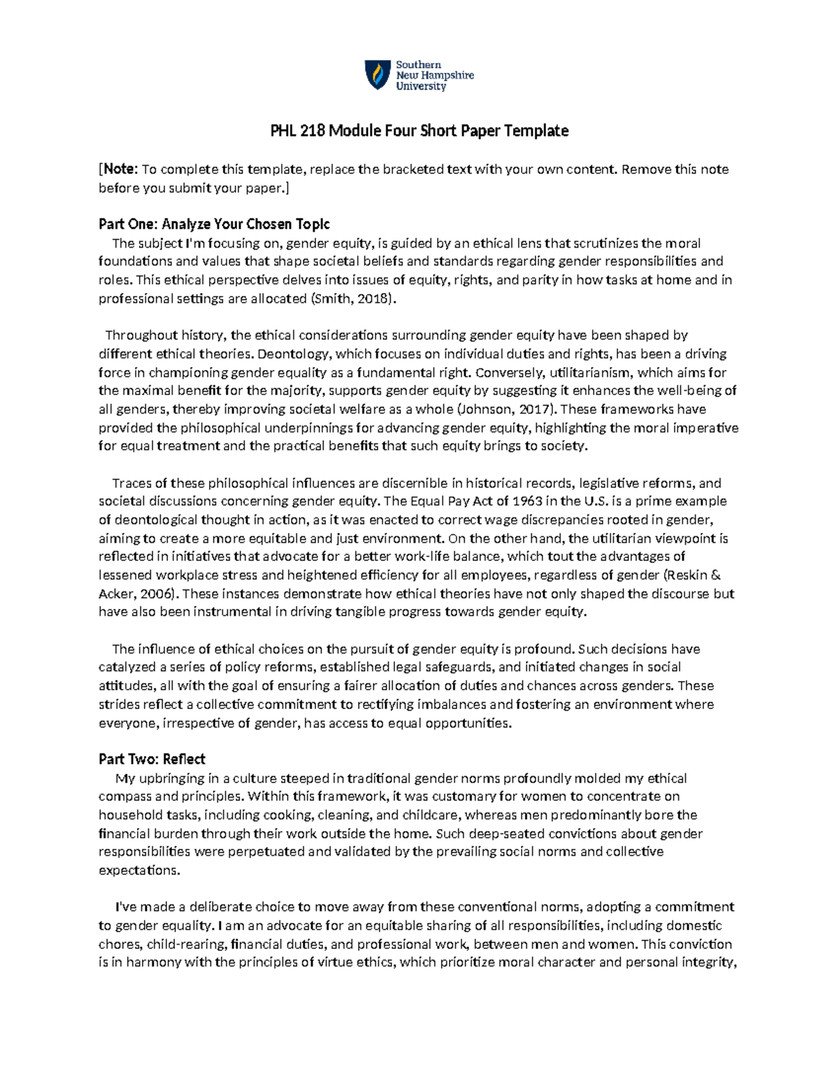 PHL 218 Module Four Short Paper Template - PHL 218 Module Four Short ...