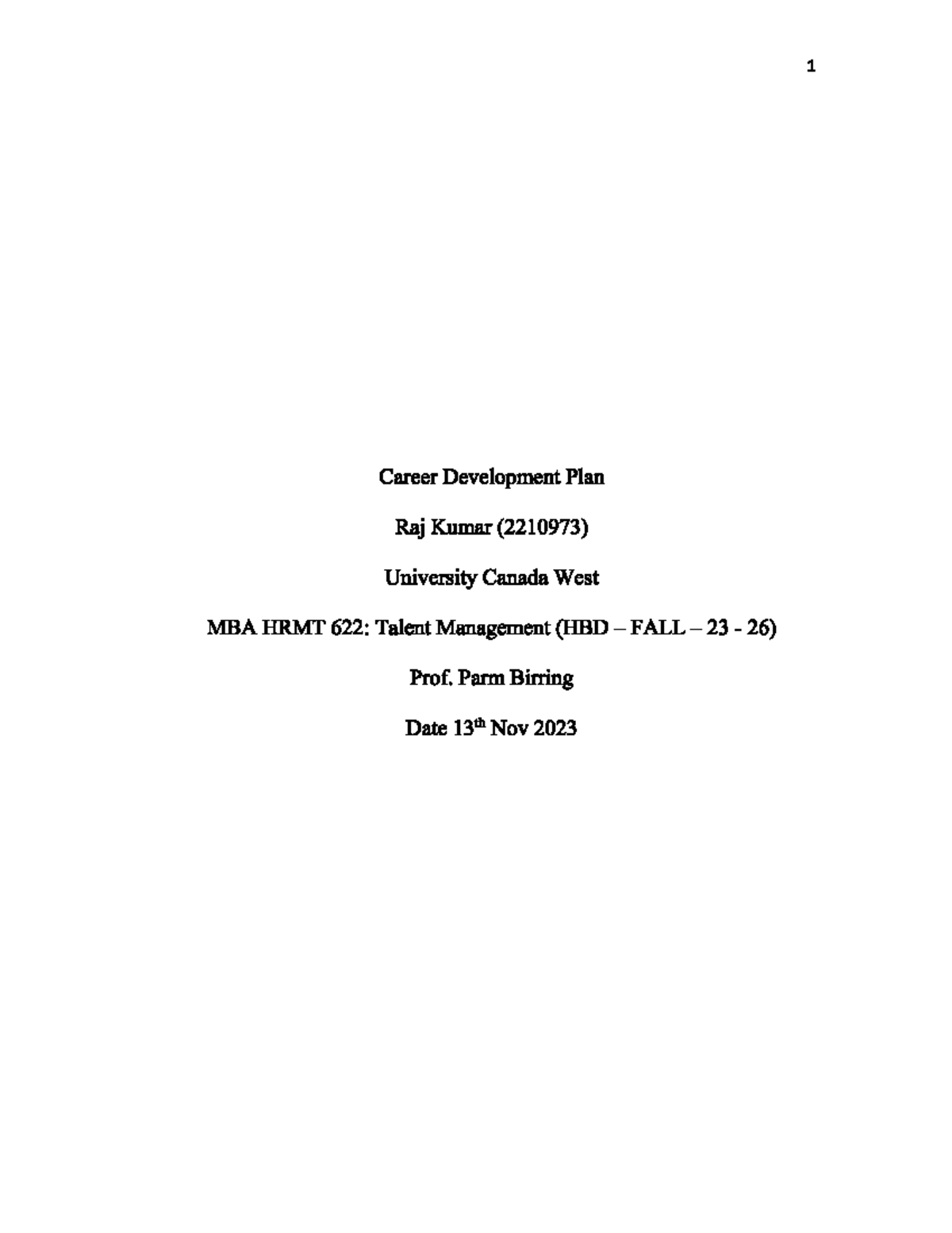 Career plan pdf - assigement - HRMT 621 - Studocu