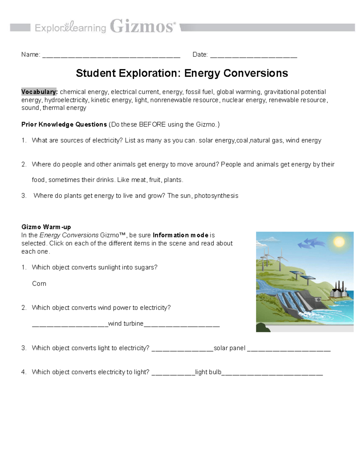 3.2 Energy Conversions Se - Name 