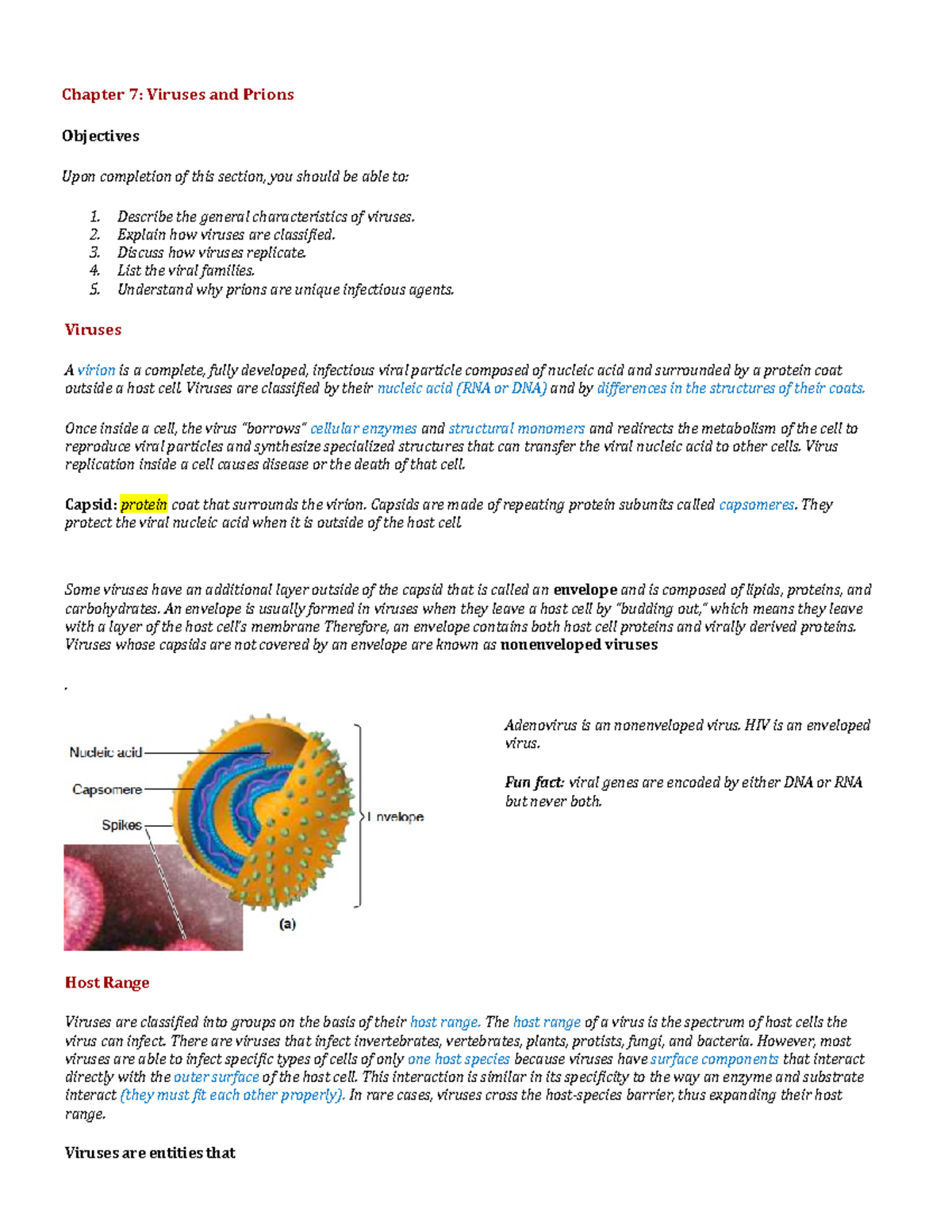 Chapter 7 Viruses - Online Prof. D Hemmerling Summary of course content ...