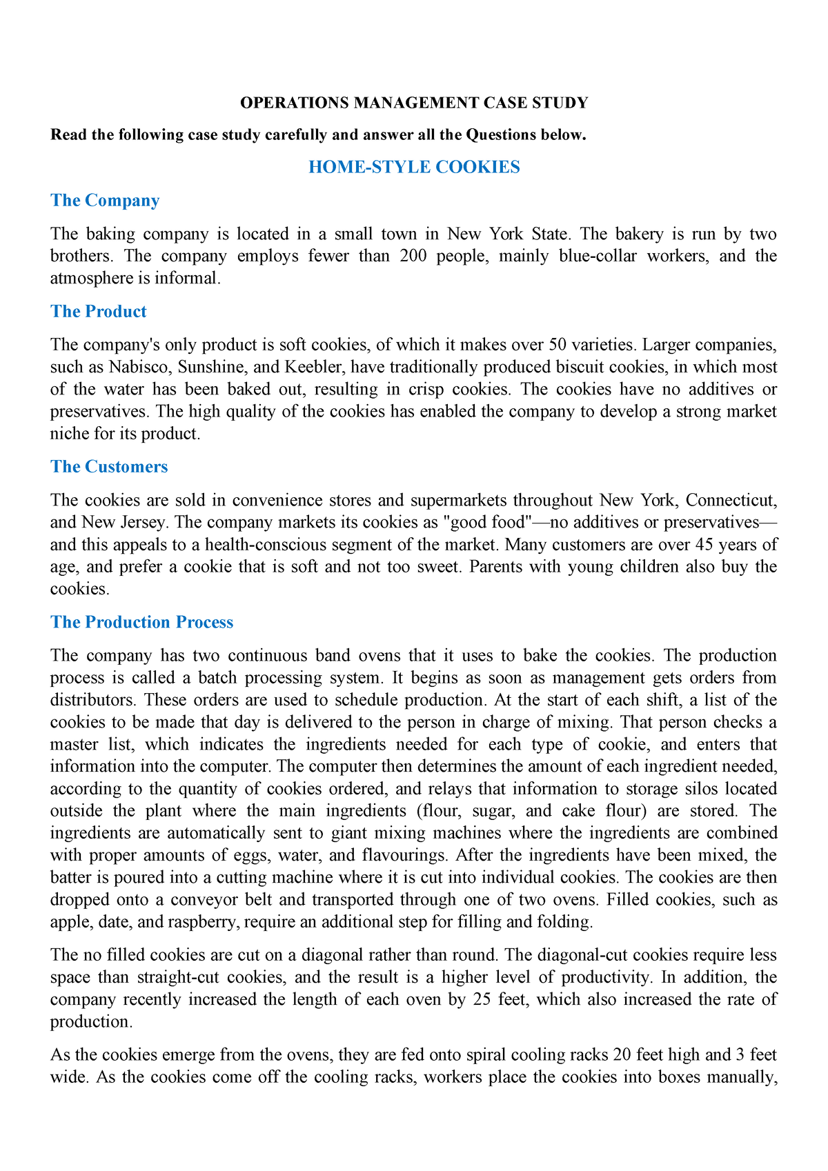 home style cookies case study answers