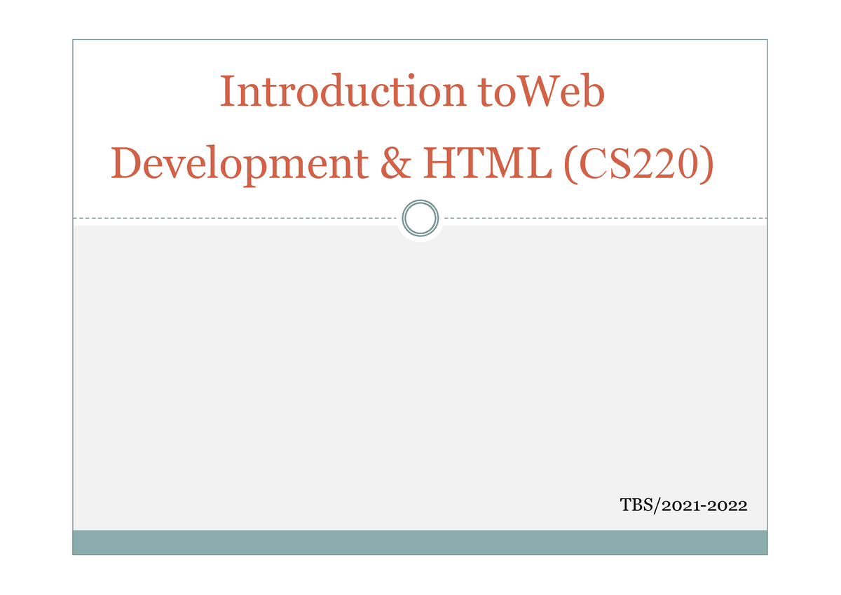 Chapter 1 Introduction To Web Development And HTML - TBS/2021 ...