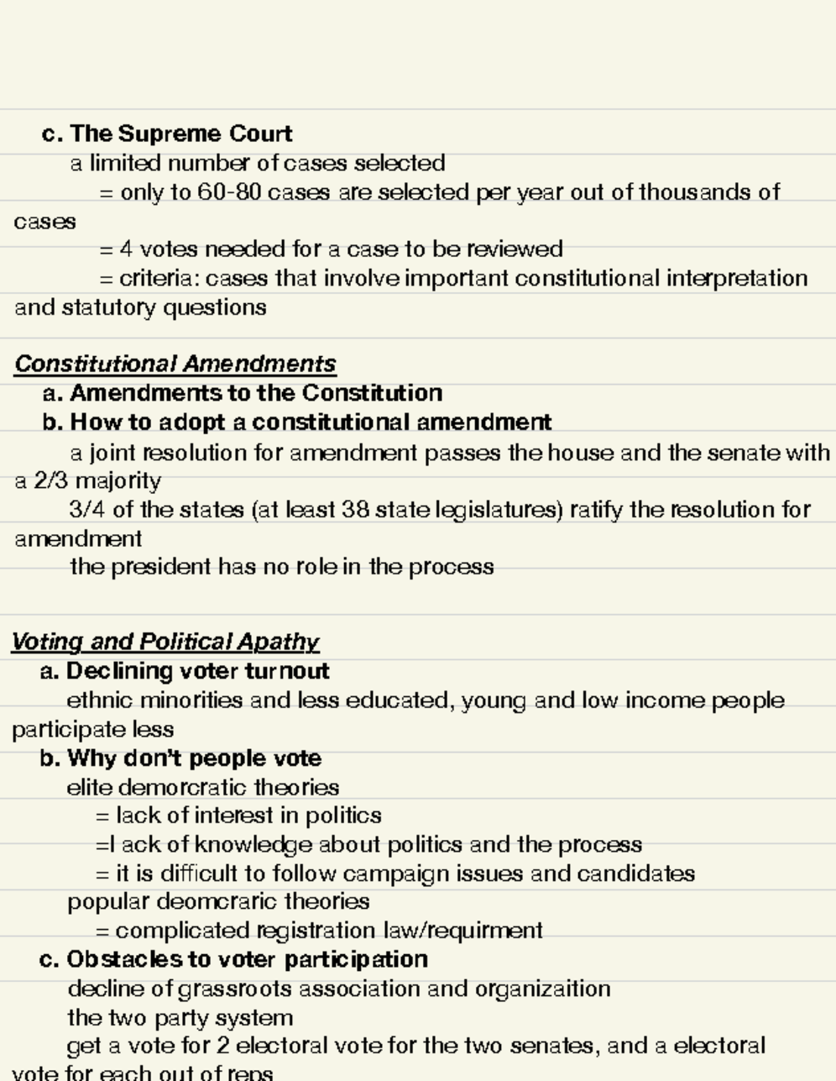 American National Government Notes - c. The Supreme Court a limited ...