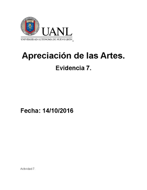 Evidencia Artes Etapa 2 - UNIVERSIDAD AUTONOMA DE NUEVO LEON ...