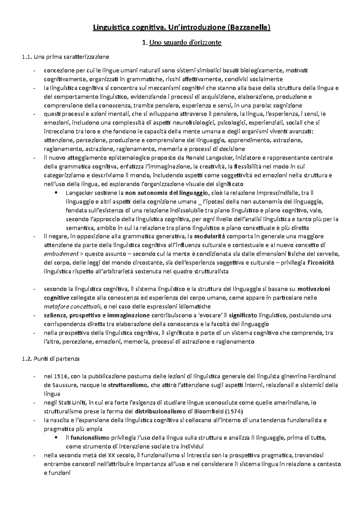 Linguistica cognitiva. Un'introduzione (Bazzanella) - Linguistica ...