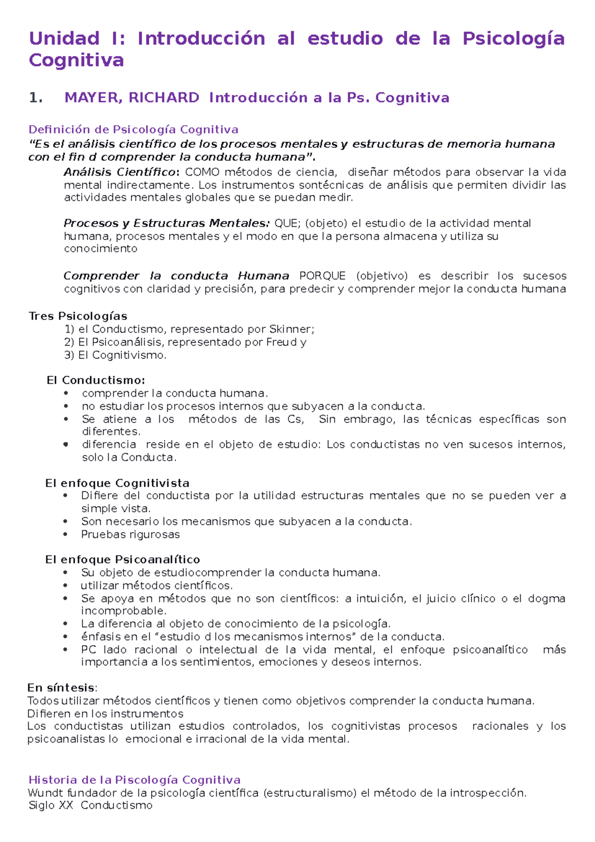 Resumen del Resumen Unidad 1 - Unidad I: Introducción al estudio de la ...