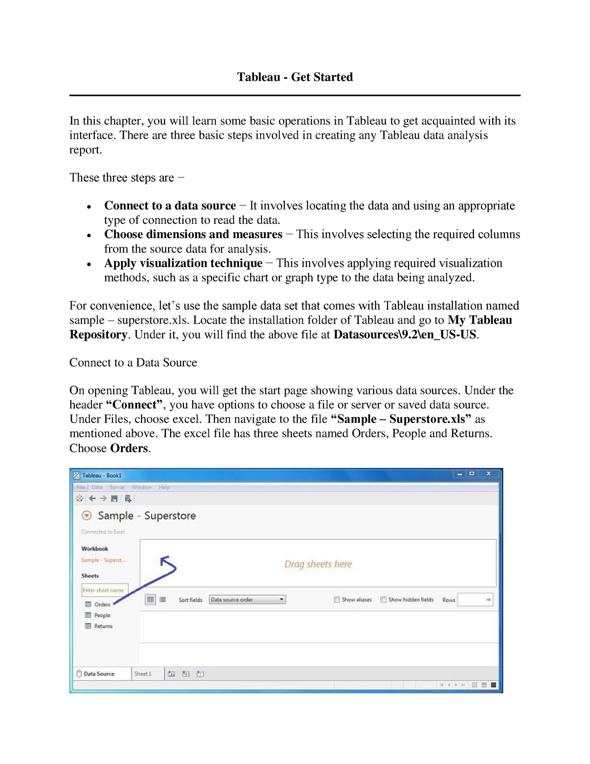 Tableau tutorials - Tableau - Get Started In this chapter, you will ...