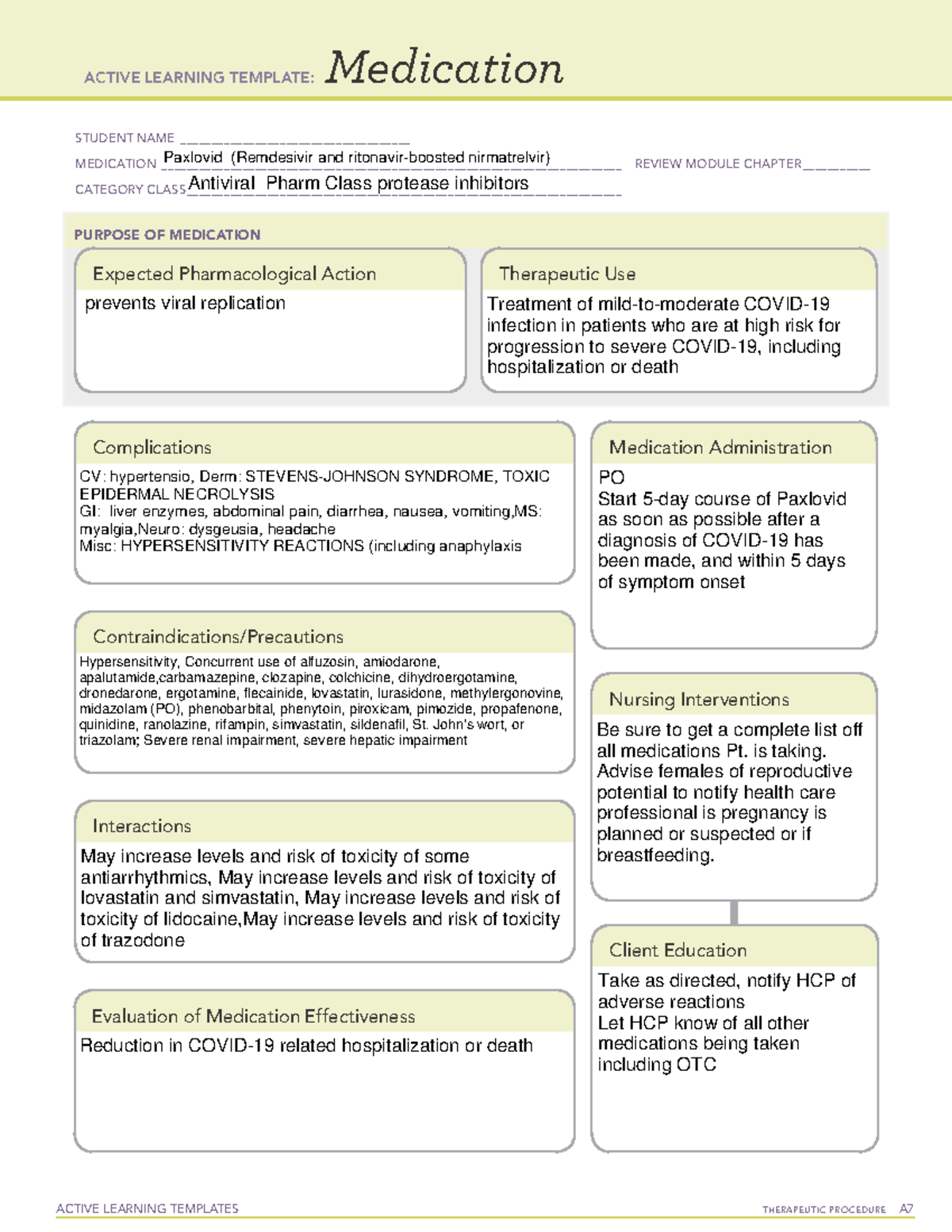 I Paxlovid complete Immune - ACTIVE LEARNING TEMPLATES TherapeuTic ...